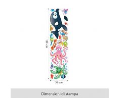 R00195 Adesivo murale per bambini Wall Art "Gli abissi multicolore 02" - Misure 30x120 cm - Decorazione parete, adesivi per muro, carta da parati