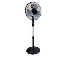 EMPOTEC Ventilatore a Piantana Pale 40cm 3 Velocità Inclinazione Regolabile Oscillante Nero 40 Watt