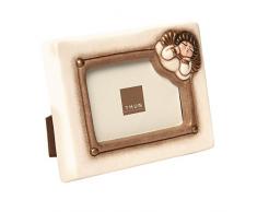 THUN® - Cornice Portafoto Rettangolare con Angelo da Parete o da Tavolo - Formato Foto 10,5x7 cm - Color Avorio - Ceramica - Linea Cuore