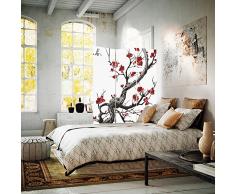 Feeby Paravento Ciliego Giapponese 3 Parti 110x150 cm Unilaterale Pieghevole Separatore Decorazioni Parete Divisoria Parete Spagnola Soggiorno Ufficio Camera da letto Home Office Bianco Rosso Nero