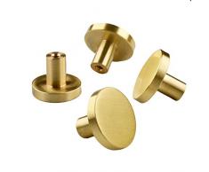 4 Pezzi Maniglia Tonda Monoforo in Ottone Massiccio, Maniglia per Armadio Manopola Tonda Manopola in Ottone con Viti, Ante per Mobili e Decorazione della Casa, Oro (20mm * 25mm)