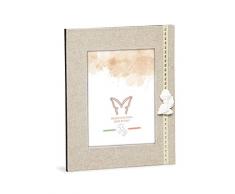 Mareli Cornice Portafoto Prima Comunione da Tavolo, Tessuto e Legno, Beige, Adatta a Foto 13x18