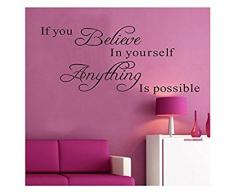 Stonges Inspirational citazioni wall stickers art decor per camera da letto per ragazze "Se credi in te stesso tutto è possibile" Vinile dicendo decalcomanie per casa dormitorio murale