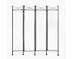 Todeco - Divisorio, Paravento - Materiale pannello: 100% poliestere - Numero di pannelli: 4 - 180 x 160 cm, Bianco