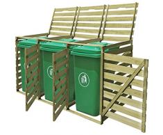 vidaXL Legno FSC Copribidoni 240 L 3 Bidoni Spazzatura Pattumiera da Giardino