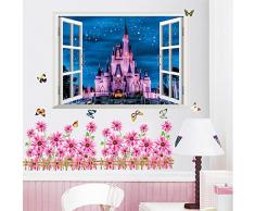 Adesivi Murali Disney Castle Accessori Camera Da Letto Adesivi Per Finestre 3Dview Per Camerette Soggiorno Decorazioni Per La Casa Poster