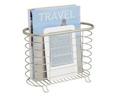 mDesign portariviste da terra – ideale come portariviste o portalibri in bagno o in ufficio – Colore: cromato