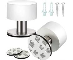 DONGZQAN 2 Pezzi Fermaporta in Acciaio Inossidabile, Ferma Porta da Pavimento, Fermaporta in Gomma, 1,57 x 1,65 Pollici, Fermaporta a Doppio Scopo Con Silenziatore (Bianco)