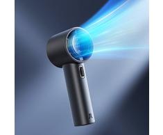 JISULIFE Ventilatore Portatile a Mano,Mini Turbo Ventilatore Regolabile in Velocità(1-100),Batteria Ricaricabile da 5000mAh Con Corpo in Metallo,Display Digitale,Viaggi/Campeggio/Allaperto-Grigio