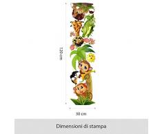 Kina - R00364 Adesivi Murali Bambino Ecologici e Anallergici Soffice Effetto Tessuto Riposizionabile Savana Zoo Giungla Decorazione Muro Neonato Cameretta Asilo Nido