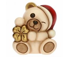 THUN - Natale 2022 - Soprammobile Mini Teddy con Quadrifoglio Portafortuna in Ceramica Decorata a Mano - Idea Regalo Natale 2022-5x4.3x5.5 cm h
