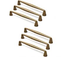 SYZOW 6 Pezzi Maniglia dellarmadio da cucina in ottone antico, 96mm Maniglie per Mobili da Cucina Maniglie Cucina Maniglie Armadio Maniglie Cassetti Moderni (Distanza dei Fori:128mm, 6)