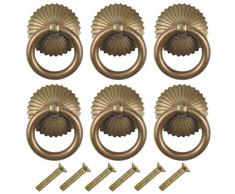 6 Pezzi Pomelli per Cassetti, Maniglia a Tiretto Manopola, Pomelli per Mobili Vintage, Retrò Pomelli ad Anello per Cucina Armadietti Armadi Cassetti (Antico)