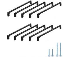 Maniglia del cassetto nera-Maniglia del hardware dellarmadio da cucina nero opaco adatta per armadi, cassetti, scarpiera,maniglie per mobili guardaroba (10, 192mm)