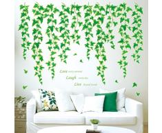 DECOWALL DC-80466 Adesivo da parete con foglie di vite verdi citazione edera piante tropicali decalcomanie per camera da letto soggiorno cucina ufficio arte decorazione casa fai da te rimovibile