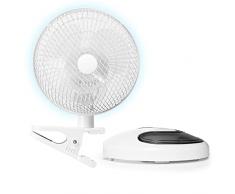 Duronic FN15 Mini Ventilatore da Tavolo 2 velocità 15 W e Diametro 20 cm | Ventilatore Personale con Clip portaoggetti e Fissaggio a Muro 3 Pale | Ultra Silenzioso per casa Ufficio scrivania e Letto