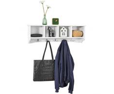 SoBuy® FRG48-L-W, Portachiavi da parete, Appendichiavi, Appendiabiti, Mensola da bagno, bianco,L72cm,IT