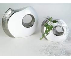 Vaso Decorativo Bianco Foro 24 Cm Ceramica Smaltata