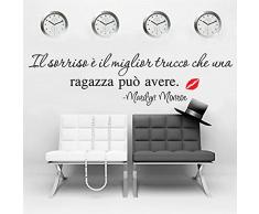 LifeUp Disegn Originale- Adesivo Murale Frase Italiano " Il sorriso è il miglior trucco che una ragazza può avere " Adesivo da Pareti Muri per Soggiorno Camera da Letto