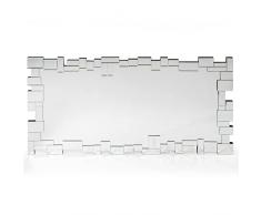 Norbe | Specchio Decorativo ESTER (140 x 70 cm)| Moderna Specchiera da Parete | Specchio Rettangolare | Specchio Bagno | Specchio per Soggiorno| Specchio Orizzontale e Verticale, Specchio Argento