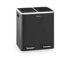 KLARSTEIN Trash Gordon - Pattumiera per Raccolta Differenziata, Cestino 30 L con 2 Bidoni da 15 L, Riciclo, Materiale: PP/Alloggiamento in Acciaio Inox, Maniglie, Acciaio Inox Nero
