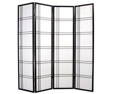 Fine Asianliving Paravento Giapponese L180xA180cm di Legno e Carta Shoji Nero - Double Cross Separe Divisori separè paravento divisore Interno divisorio