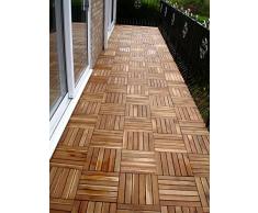 6x in legno massiccio di Acacia Tiles. a incastro in legno per giardino, Patio, terrazza, Hot Tub. piano quadrato, 30 cm, motivo: Piastrelle