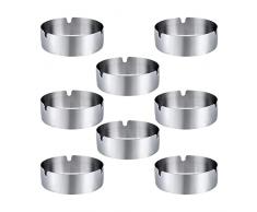 Posacenere, 8 pezzi, rotondi, in acciaio inox, per bar, ristoranti, camere da letto, esterni