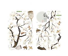 Anmain Albero Sticker Da Muro Fiore Adesivi Murali Uccello Wall Stickers Creativi Elegante Adesivi Da Parete Retro Decorazioni Murales Muraglia Diy Adesivo Per Pareti Sticker Decorativi Finestra