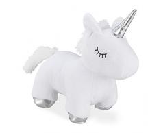 Relaxdays Unicorno Fermaporta, in Stoffa con Imbottitura in Sabbia, Pesante & Morbido, Blocca Porte & Finestre, Bianco, 1 pz