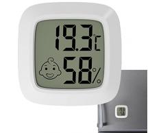 Termometro da parete Misuratore di umidità | Misuratore di umidità della temperatura ambiente per interni con schermo LCD | Monitor termometro igrometro da parete per casa, ufficio, dormitorio Bakodiu
