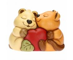 THUN, Soprammobile Coppia Quokka Love in Ceramica Decorata a Mano, Versione Maxi, Linea Quokka, 30.7x17.7x24 cm h