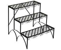 TecTake FIORIERA PORTAVASI Giardino A 3 Piani in Ferro Decorativa ca. 60x60x60cm - Portata Massima: ca. 30 kg - Modelli Differenti (Scala Dritta | No. 401711)