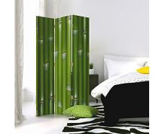 Feeby Frames Il paravento Stampato su Telo,Il divisorio Decorativo per Locali, bilaterale, a 3 Parti (110x150 cm), Piante, bambù, Zen, Verde