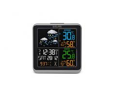 Explore Scientific WSH4008C Stazione Meteo Radio-Controllata, Barometro con Previsioni del Tempo con 6 icone, Temperatura/umidità int/ext, 1 Sensore incluso, Nero