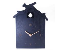 DEEWISH Birdhouse Nero, Moderna Decorazione della casa in Legno Orologio a cucù Parete 12 Naturale Voci di Uccelli Cuckoo Chiamata per Bambino Famiglia (265 * 195 * 70 MM, Nero)