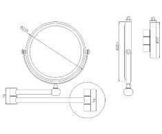 VELMA - AE802 5x - 2 in 1 - Specchio cosmetico / Specchio ingranditore / Specchio da trucco / Specchi per radersi - 2 lati - Ingrandimento x5 + Grandezza normale - Completamente orientabile - Ottone cromato lucidato - Non in plastica