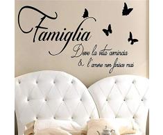 TinaDeer Adesivo Parete Family Frase Adesiva murali Family e Farfalle di,Proverbi Adesivi Murale Sala da Pranzo Cucina Adesivi da Parete, Decorazione per Bambini Cameretta Bagno