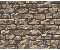 A.S. Creation 907912 - Carta da parati "Wood n Stone" con decorazione pietre, colore: Beige/Marrone/Nero