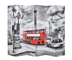 vidaXL Legno Abete Paravento Pieghevole Bus Londra 228x170 cm Divisorio Separè