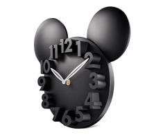 Lafocuse Orologio da Parete Topolino Disney Moderno Silenzioso, Orologio da Parete per Bambini Ragazzo Nero Semplice con Numeri 3D Cameretta Soggiorno