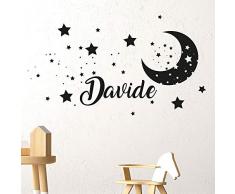 Adesivi Murali bambini Nome personalizzato Adesivo Murale cameretta luna stelle Wall Stickers Personalizzati nursery Decorazione da muro bambina bambino adesivo personalizzabile camera da letto