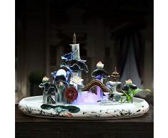 GL-Indoor fountain Acqua umidificatore Fontana Ceramica dispone di Ornamenti per acquari Interni | con Luce a LED | 66 * 35 * 42 Centimetri