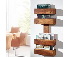 FineBuy Portagiornale Legno Massiccio Sheesham 30x72x10 cm Portagiornali | Portariviste Porta Giornali Moderno | Porta riviste da Parete