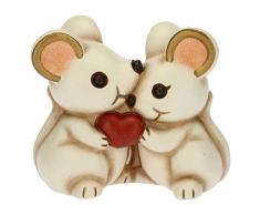 THUN - Soprammobile Coppia di Topini con Cuore - Bomboniere - Linea Cerimonia - Formato Mini - Ceramica - 5,5 x 3,1 x 4,5 h cm
