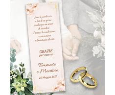 SEGNAPOSTO BOMBONIERA BIGLIETTINO MATRIMONIO PERSONALIZZATO CON FRASE A TUA SCELTA KIT 60 PEZZI