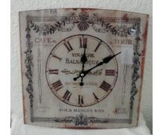Decorativa vetro orologio da parete orologio~CAFE DE LA TOUR~bianco anticato