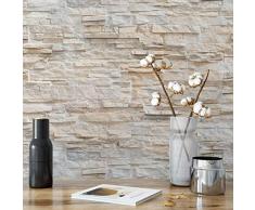 WTD - Carta da parati fotografica in tessuto non tessuto, effetto pietra, 3D, effetto pietra, 528 x 350 cm, colore: Beige