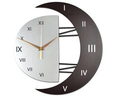 Wuciray Orologio de Parete da Muro Moderno e Silenzioso Piccolo Nero Cornice a Forma di Luna di Legno per Casa Cucina Ufficio Cafe Orologio