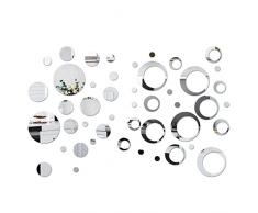 milaosk 50 Pezzi Adesivo Circolare A Specchio, Specchi Adesivi Da Parete Decorativi Autoadesive Specchi Adesivi Da Parete Acrilico Adesivi Murali Bagno per Decorazioni Casa Salotto
